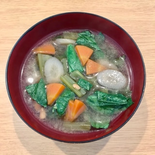 ごぼうと小松菜と人参の味噌汁